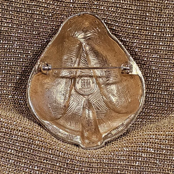 Vintage Givenchy Ladybug Brooch Red Enamel Crystal Rhinestones Gold Tone - FLAW - Picture 8 of 13